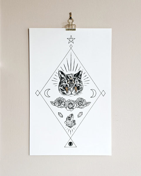 Illumicati Mystical Cat Risograph Print